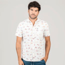 imagem do produto Camisa Manga Curta Tricoline Estampado Tecido Ecovero Masculina - Original Penguin